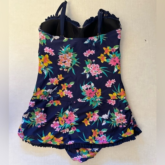 Shore Shapes one piece swim suit bathing suit floral navy  print Sz-12. W13 - Picture 5 of 10